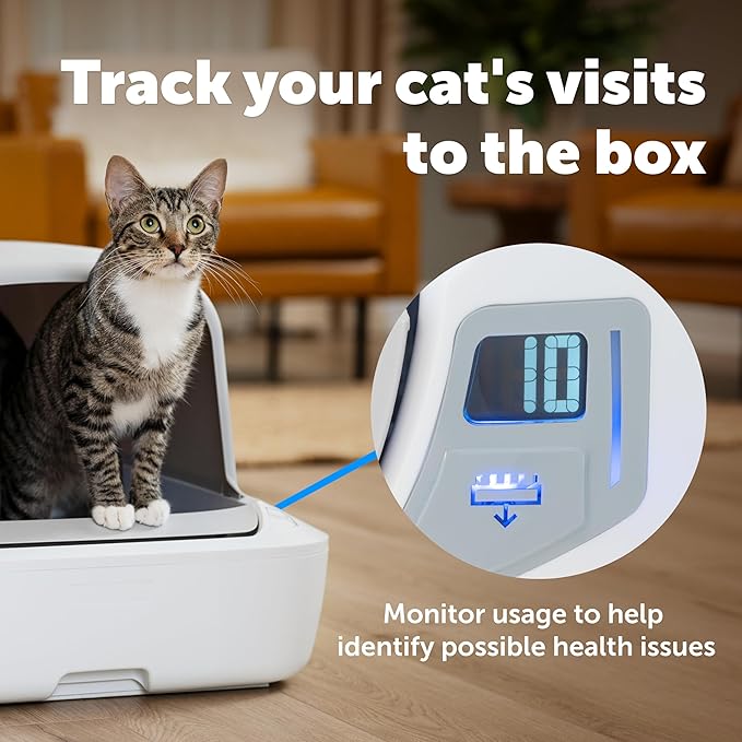 PetSafe ScoopFree Crystal Pro Self-Cleaning Cat Litter Box System – Enclosed Front-Entry – Advanced Odor Control – Includes 1 Disposable Crystal Litter Tray – White (PAL00-18017)