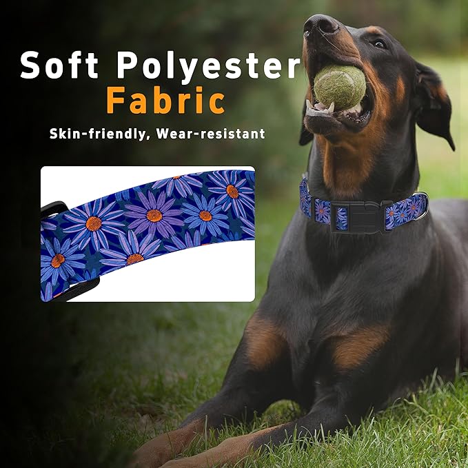 Dog Collar, Classical Indian Spirit Boys Girls Puppy Collar for Small Medium Large Dogs, Adjustable Soft Indian Pet Collar with Safety Buckle for Male Females(Purple,S)