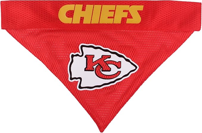 Pets First NFL DOG BANDANA - KANSAS CITY CHIEFS REVERSIBLE PET BANDANA. 2 Sided Sports Bandana with a PREMIUM Embroidery TEAM LOGO, Small/Medium. - 2 Sizes & 32 NFL Teams available (KCC-3217-S-M)