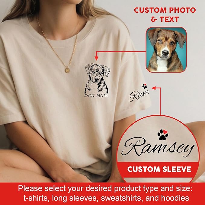 Custom Dog Mom Shirt Gifts for Women, Mother's Day Hoodie, Custom Shirt with Dog Picture for Women