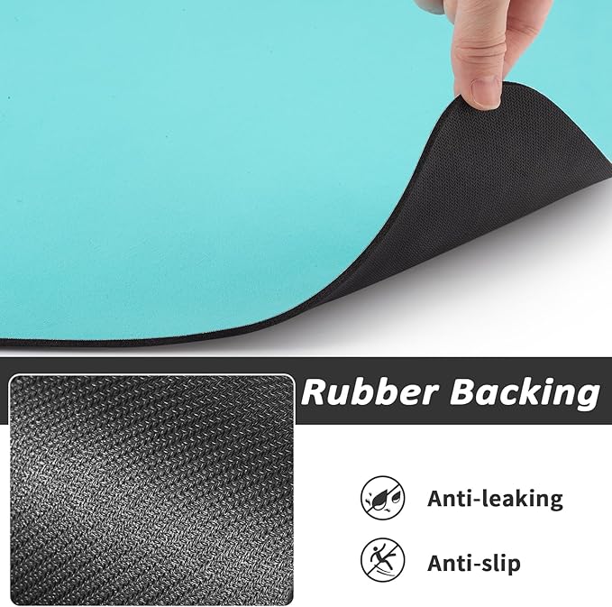 Dog Food Mat - Absorbent Cat Mat for Food and Water, No Stains Pet Feeding Bowl Mat, Easy to Clean Pet Placemats, Quick Dry Dog Water Dispenser Mat for Messy Drinkers | Teal 18"x 28"