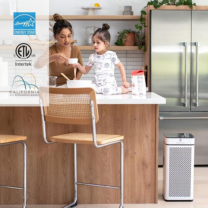 Medify MA-40 Air Purifier with True HEPA H13 Filter | 1,793 ft² Coverage in 1hr for Smoke, Wildfires, Odors, Pollen, Pets | Quiet 99.9% Removal to 0.1 Microns | White, 1-Pack