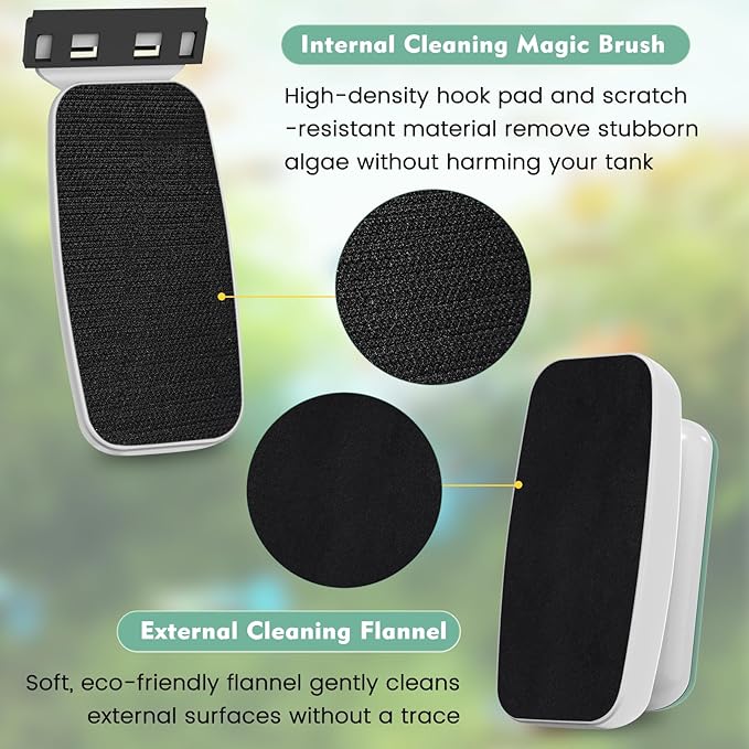 AQQA Aquarium Magnet Glass Cleaner - Enhanced Magnetic Fish Tank Cleaner with 2 Types of Blades, Self-Floating Aquarium Glass Scrubber Algae Scrapers for up 0.79" Thick Glass/Acrylic Aquariums (XL)