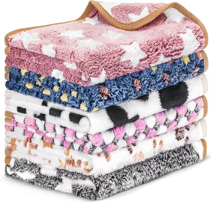 6 Pcs Dog Blanket Super Soft Pet Puppy Blankets Calming Dog Blankets for Small, Medium Large Dogs Warm Sleep Mat Washable Dog Blanket for Puppy Cat (36"×24")