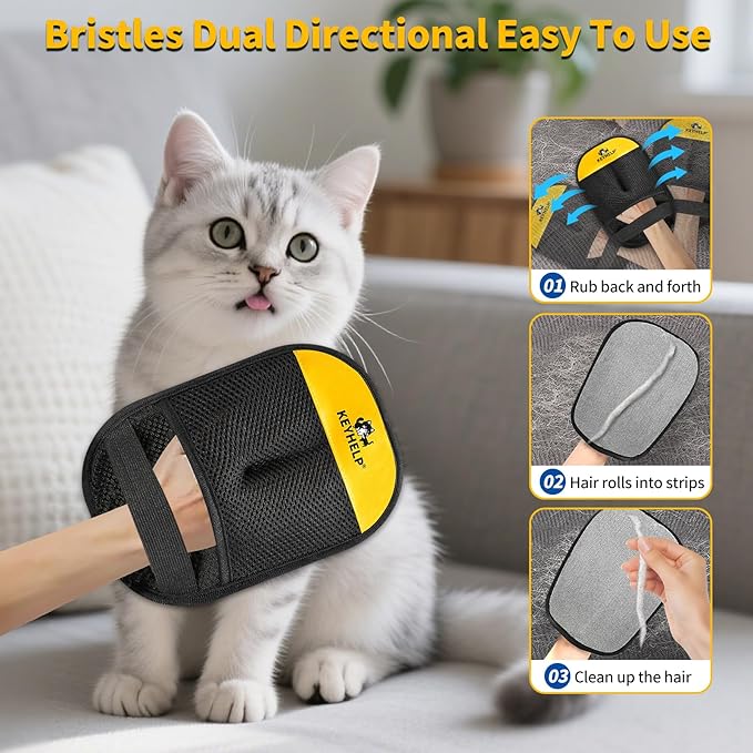 2PCS Pet Hair Removal Gloves for Dogs & Cats, Newly Upgraded Reusable Electrostatic Pet Hair Glove, Magic Brush Pet Hair Remover Tool for Clothing, Couch, Carpet, Car Seat