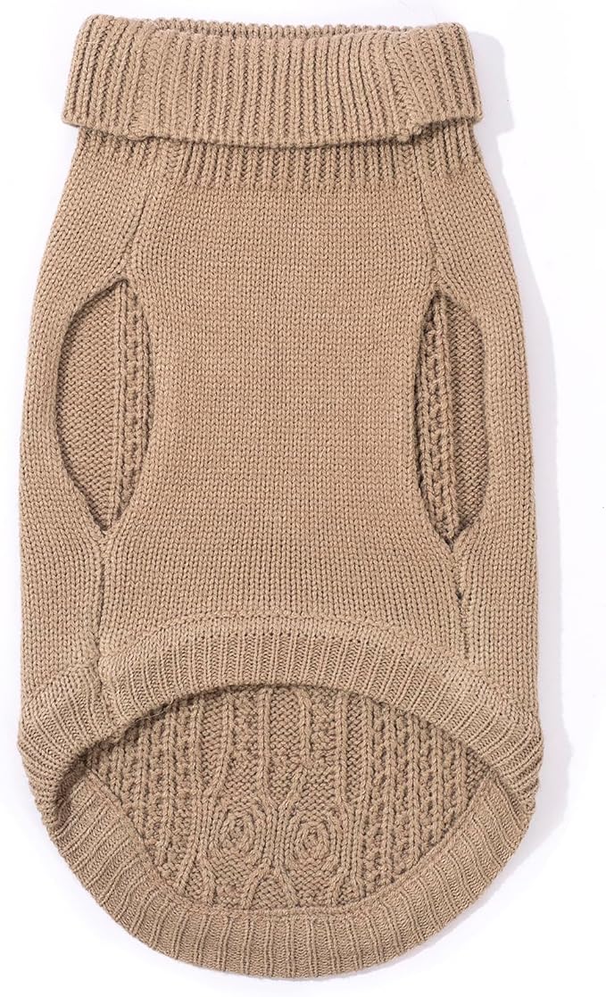 Stretchy Cat Sweater - 17 Colors & 6 Sizes | Snug Winter-Ready Knit for Boy/Girl Cats & Kittens(Khaki, Large)