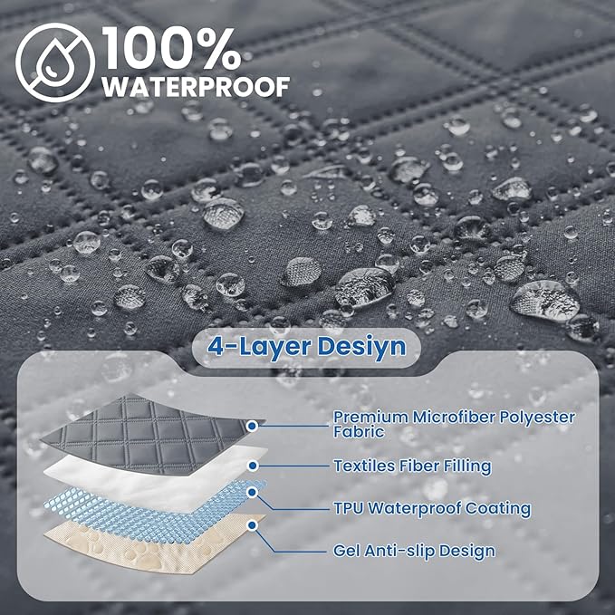 Waterproof Dog Bed Cover Pet Blanket, Soft Couch Cover for Dogs Washable, Non-Slip Dog Blanket Protect Furniture Couch Sofa Car for Puppy Large Dogs Cat (40x50 Inch, Dark Grey)
