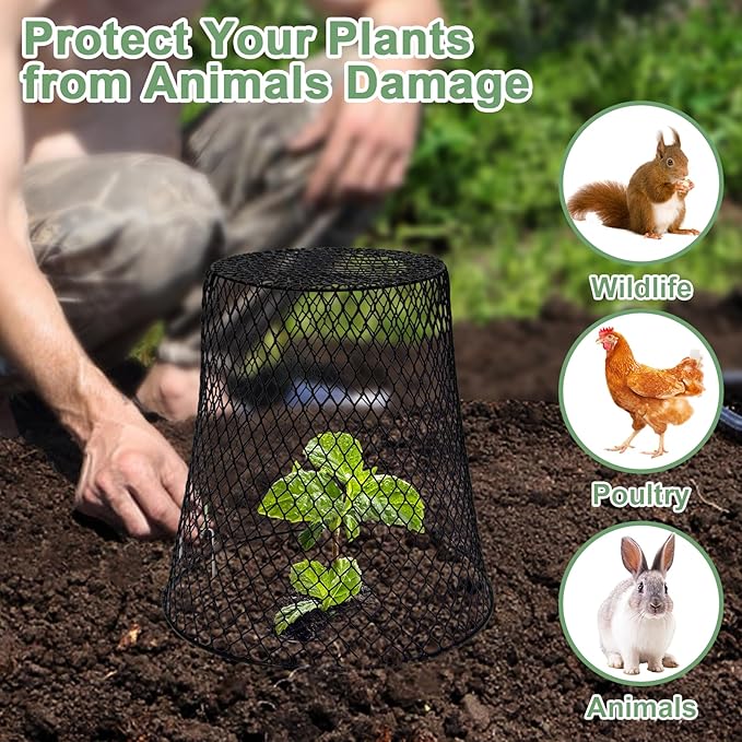 20 Pcs 9"×9" (Multiple Sizes/Quantities Available) Chicken Wire Plant Protectors from Animals, Plant Cage Garden Cloche to Protect Plants Vegetables from Rabbits Squirrels Chicken