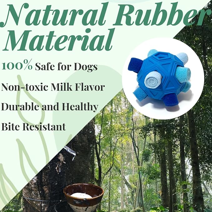 Snuffle Ball for Dog Toys Unbreakable Upgrade Ball Interactive Toy Foraging Snuffle Mat Puppy Treat Dispenser Slow Feeder Dog Puzzle Toys for Small, Medium, Large Pets (Blue)