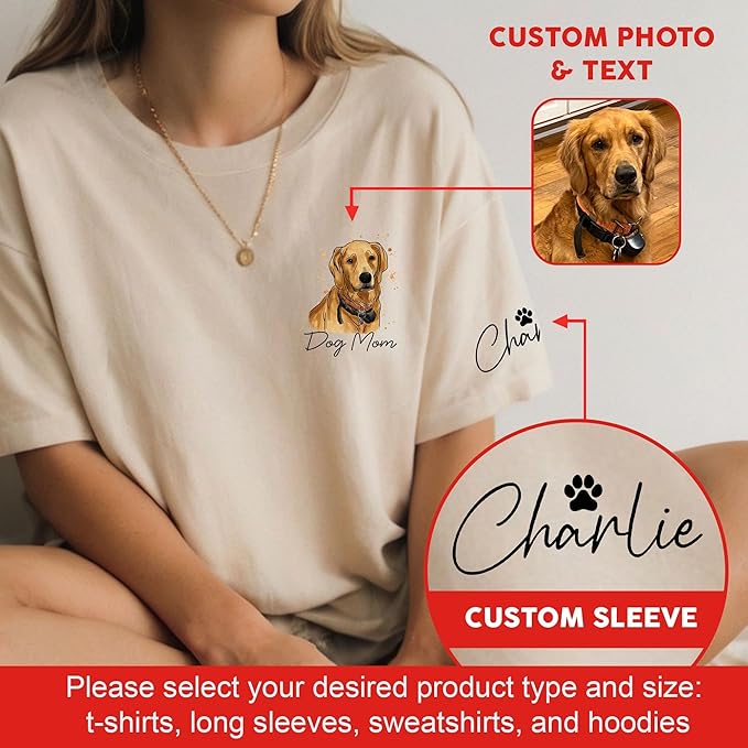 Custom Dog Mom Shirt Gifts for Women, Mother's Day Hoodie, Custom Shirt with Dog Picture for Women