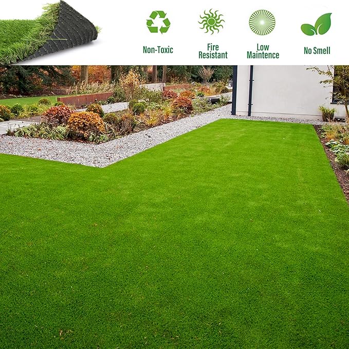 Artificial Grass Rug Outdoor Indoor 1FTX13FT Fake Grass Carpet Green Synthetic Grass Pet Turf Realistic Faux Grass Rug with Drain Holes for Garden Lawn Landscape Balcony Home Decor Patio