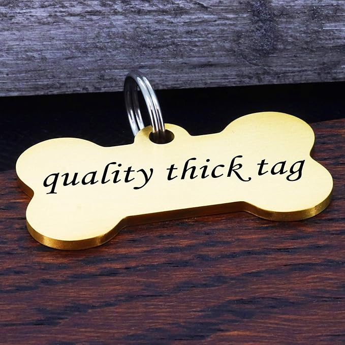 Ultra Joys Custom Personalized Dog ID Tag - Brushed Stainless Steel Bone Tag, Large