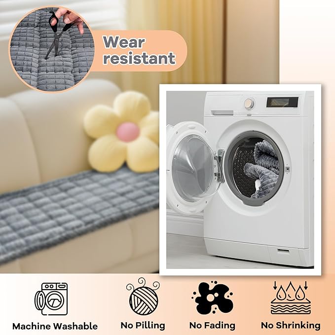 Washable Dog Couch Cover Protector, Non Slip Dog Bed Mat Machine Washable Large Blanket for Dogs, Pet Couches Covers for Sofa (Grey, 27.6 * 59.1 '')