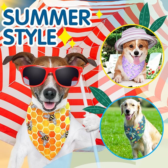 Eccliy 30 Pack Summer Flower Dog Bandanas Bulk Soft Triangle Dog Scarfs Polyester Bandana Pet Costume Cute Scarf Bibs with Flowers Patterns for Small Medium Large(Flower,X-Large)