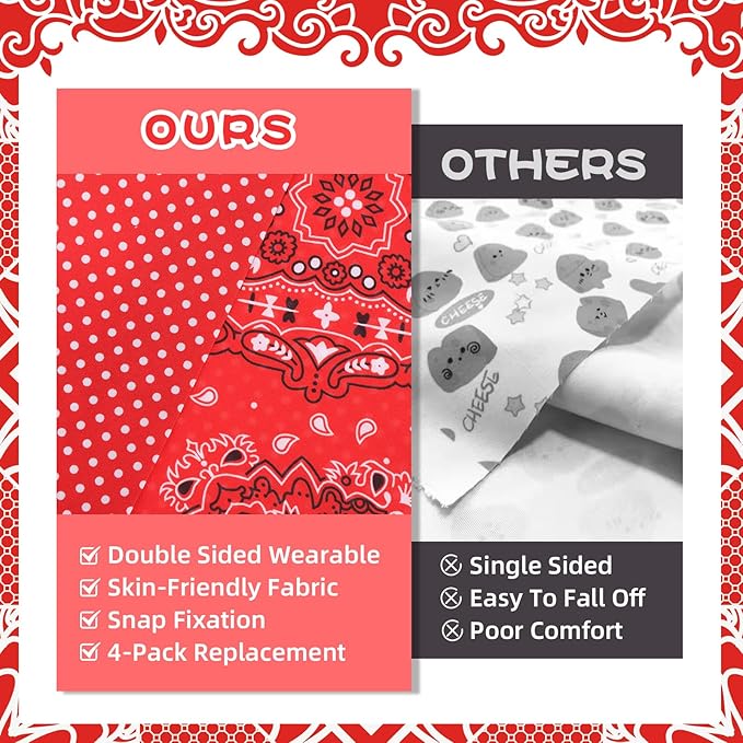 PAWCHIE Dog Bandanas Small Reversible Styles Pet Triangle Scarf Bibs - Adjustable with Two Snaps - Kerchief Set Accessories for Dogs, Puppy, Cats, L