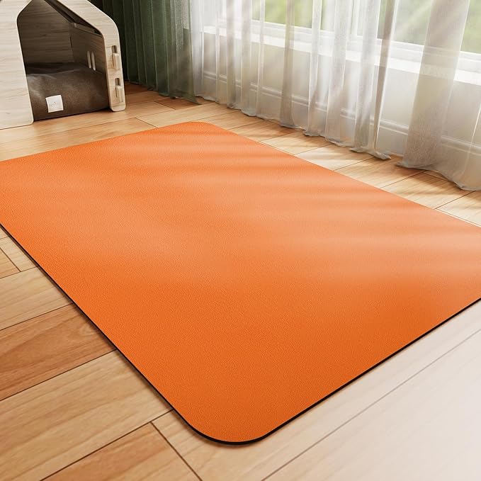 Dog Food Mat - Absorbent Cat Mat for Food and Water, No Stains Pet Feeding Bowl Mat, Easy to Clean Pet Placemats, Quick Dry Dog Water Dispenser Mat for Messy Drinkers | Orange 18"x 28"