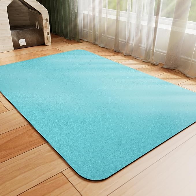 Dog Food Mat - Absorbent Cat Mat for Food and Water, No Stains Pet Feeding Bowl Mat, Easy to Clean Pet Placemats, Quick Dry Dog Water Dispenser Mat for Messy Drinkers | Teal 12"x 19"