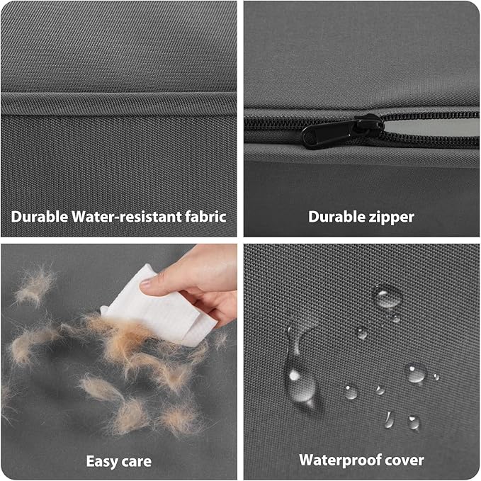 BFPETHOME Outdoor Dog Bed for Large Dogs, Waterproof, Orthopedic with Removable Washable Cover, Egg Crate Foam Mat (36 x 27 In, Dark Grey)
