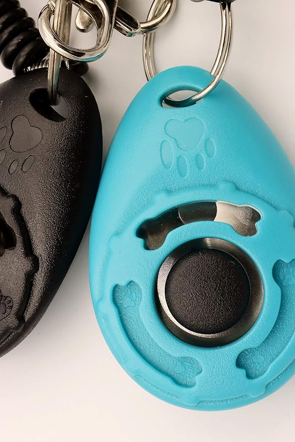 Pet Training Clicker with Wrist Strap - Dog Training Clickers (New Black + Blue)