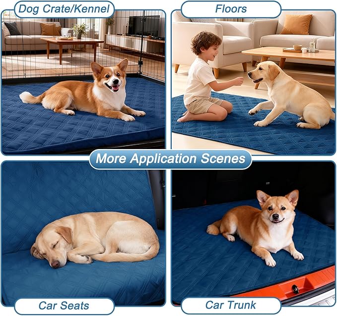 hyha Waterproof Dog Blanket, Reversible Pet Bed Blanket, Soft Sofa Couch Cover for Dogs Washable, Waterproof Pet Couch Covers for Sofa Puppy Cats Furniture Protector(40"x50", Navy Blue/Blue)
