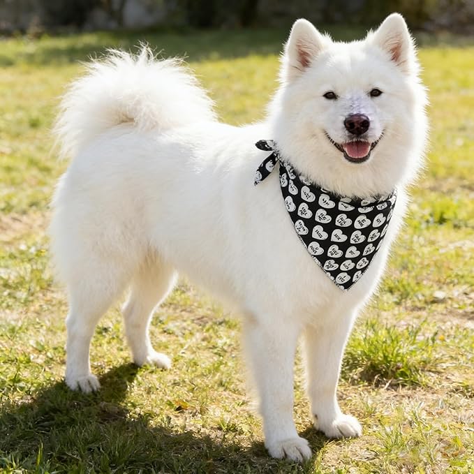 ARING PET Valentine's Day Dog Bandana, Cute Black White Pet Bandanas Scarf Triangle Bibs Handkerchief for Puppy Small Medium Large Boy Girl Dogs-S