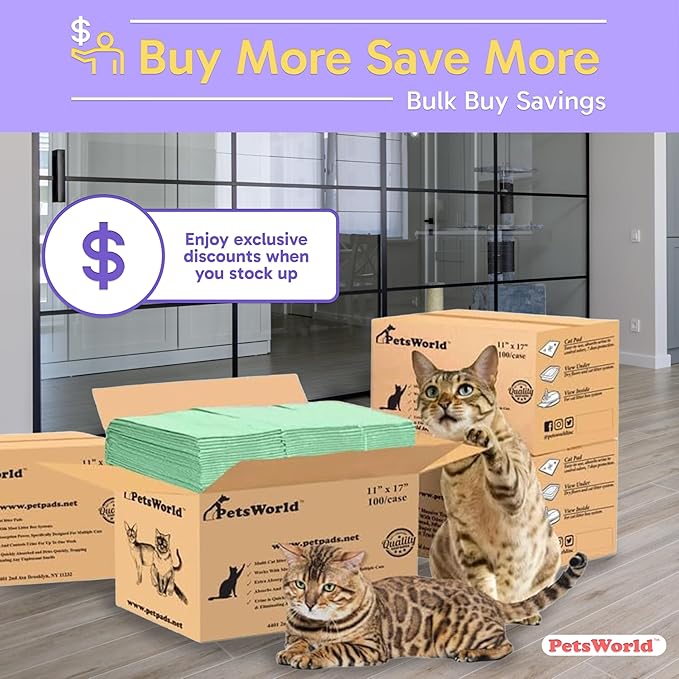 PetsWorld Universal Fit Multi-Cat Pad Refills for Litter Box, Fresh Scented, Ultra-Absorbent, Odor Control, Pack of 1200