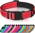 Joytale Reflective Dog Collar, Soft Neoprene Padded, Metal D-Ring, Nylon Pet Collar Adjustable for Extra Large Dogs, Red, XL