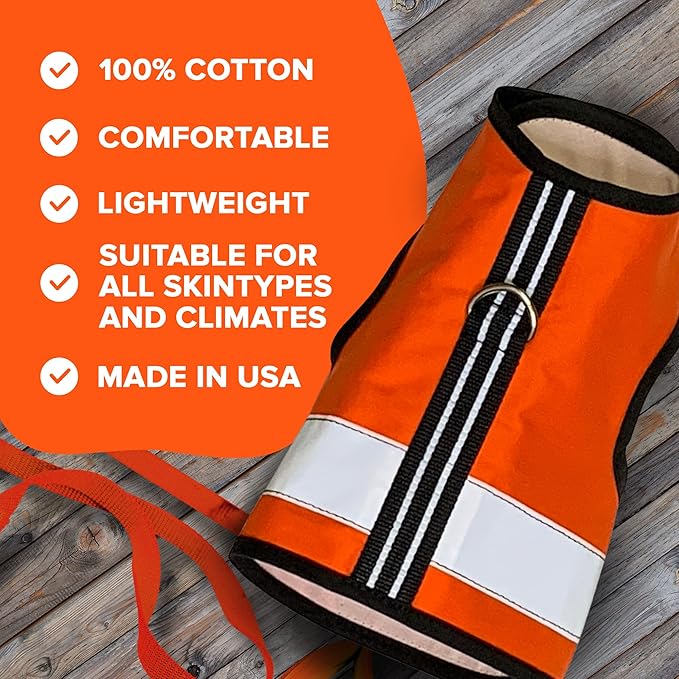 Kitty Holster Reflective Cat Harness – High-Visibility Cat Harness for Travel, Day and Night Walking - Soft Cotton Cat Accessories, Breathable, Secure & Washable, Made in USA-Outrageous Orange, S to M