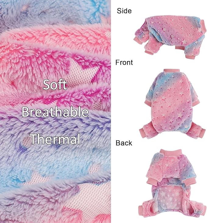 Fleece Pajamas for Small Dogs - Extra Small Puppy Clothes, Soft & Stretchy Dog Onesies - Cat & Chihuahua Yorkie Sizes XS