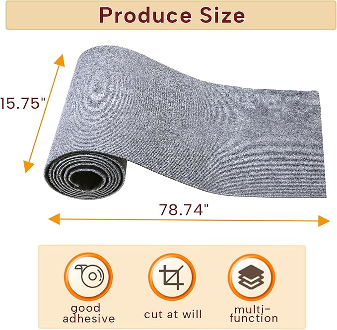 KEYIDE 79 x 16 Cat Scratch Couch Furniture Protector, Cat Scratcher Wall Pad from Cat Claws for DlY Scratch Post Cat Tree Climbing Mat (Grey)