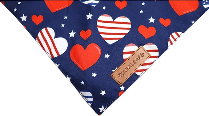 Realeaf 4th of July Dog Bandanas 2 Pack, Reversible American Flag Pet Scarf for Boy and Girl, Premium Durable Fabric, Patriotic Bandana for Medium and Large Dogs (Large)