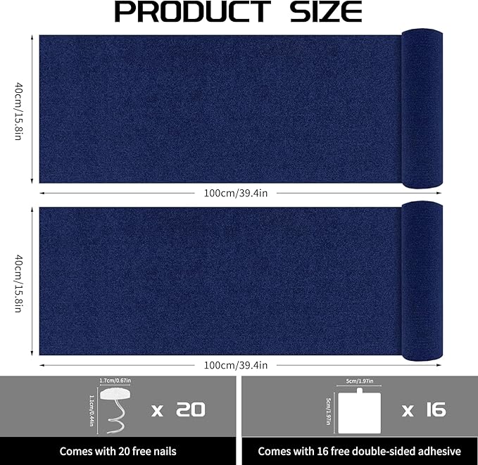 2 Pcs Total 78.8"x15.8" Cat Scratch Mat, Cat Scratch Couch Furniture Protector, Trimmable Self-Adhesive Cats Scratch Pads, DIY Cat Scratcher for Wall Protector and Covering Cat Tower (Blue)