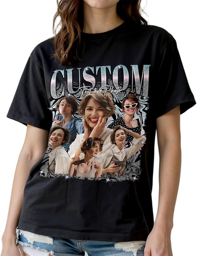 Custom Bootleg Rapper Graphic Tees Shirt – Retro 90s Vintage Style, Personalized Gift for Girlfriend, Birthday, Valentine