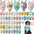 Kacctyen 50 Pcs Spring Dog Bandanas Bulk Large Bandanas for Dogs Grooming with Spring Flowers Bees Adjustable Pet Triangle Scarf Bib Washable for Small Medium Large Puppy Cats Pets Costume Accessories