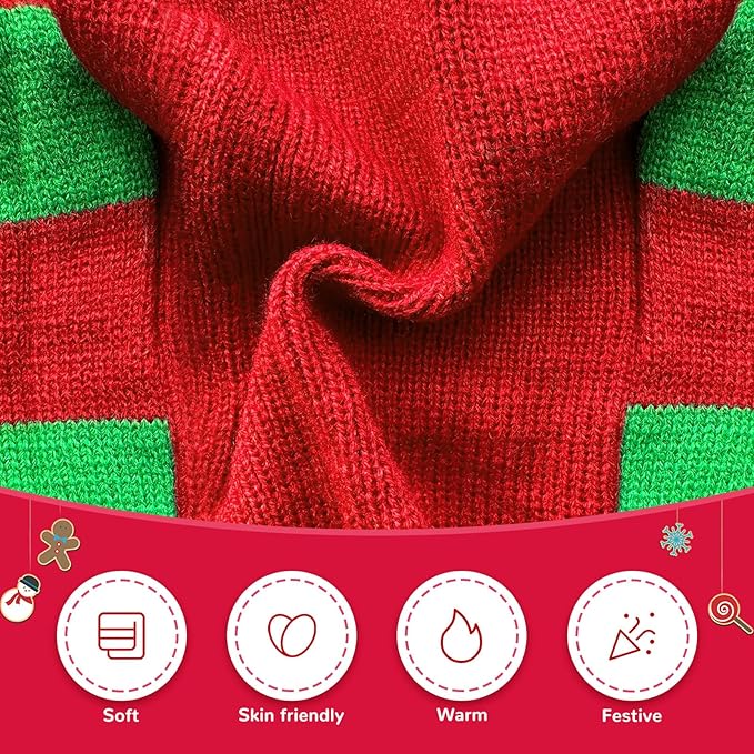 Dog Cat Christmas Sweater Boy Girl Ugly Reindeer Xmas Pet Clothes Holiday Puppy Costume New Year Gifts for Small Medium Large Dogs Outfits (XS, Red Green Stripe Reindeer)