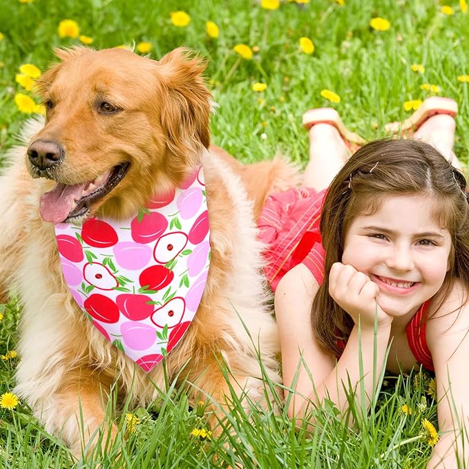 Eccliy 30 Pack Summer Fruit Dog Bandanas Bulk Soft Triangle Dog Scarfs Polyester Bandana Pet Costume Cute Scarf Bibs with Flowers Patterns for Small Medium Large