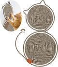 25.6 Inch Large Scratching Mat for Indoor Cats Natural Cotton Rope Flat Scratcher with Ear Hooks and Ball Toy Cat Scratch Rug Pad for Wall, Couch, Carpets, Sofas (Dark Brown)