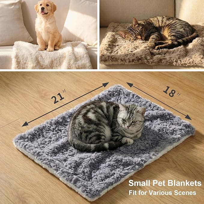 Cat Blanket for Indoor Cats Ultra-Soft Plush Small Blanket Machine Washable Cozy Calming for Kittens Cats Bed Couch Car 21"x18" White