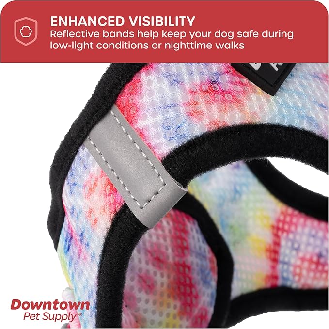 Downtown Pet Supply Step-in Dog Harness – No Pull, Adjustable Padded Mesh with Reflective Trim, Secure Buckle Strap – Comfortable & Breathable Small Dog Harness, X-Large, Tie Die