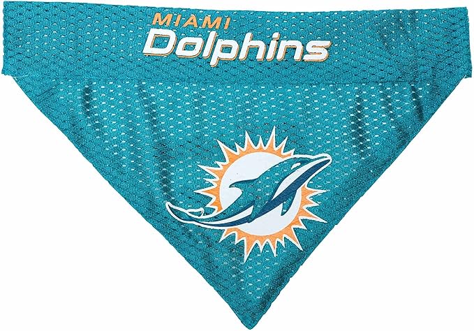 Pets First NFL DOG BANDANA - MIAMI DOLPHINS REVERSIBLE PET BANDANA. 2 Sided Sports Bandana with a PREMIUM Embroidery TEAM LOGO, Large/X-Large. - 2 Sizes & 32 NFL Teams available