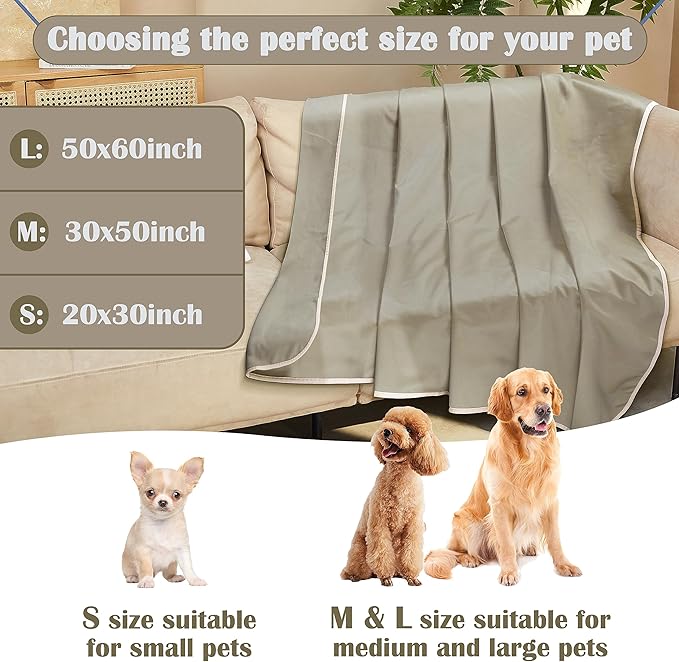 Kritter Planet Waterproof Cooling Dog Mat, Soft Pet Blanket for Summer, Lightweight Outdoor Mat, Reversible Furniture Cover Couch Sofa Bed, 50 x 60 inch, Taupe