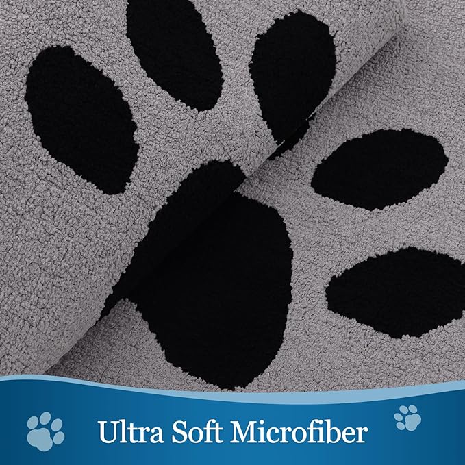 Buganda Dog Door Mat for Muddy Paws, Absorbent Dirt Trapper Washable Indoor Doormats, Non Slip Low-Profile Mud Mat for Dogs, Front Entrance Doormat for Inside Floor (70x24 Inches, Grey)