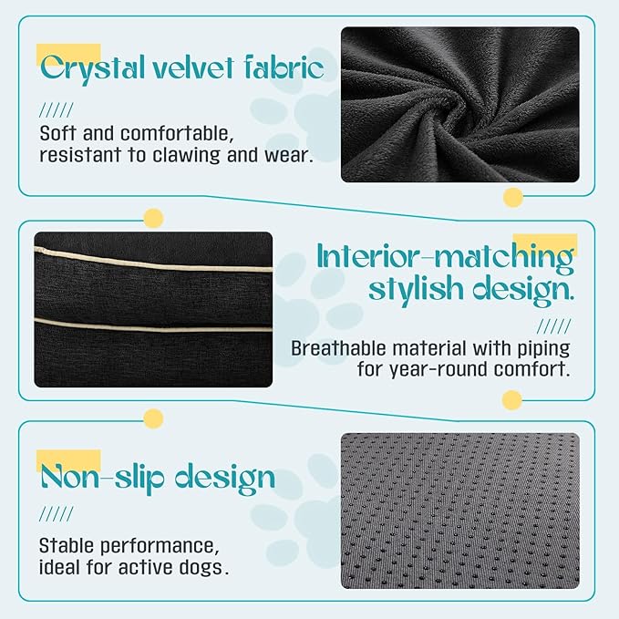 Waterproof Memory Foam Dog Beds for Extra Large Dogs Non-Slip Orthopedic Dog Beds Washable Couch Pet Bed with Removable Cover (Black, Large)