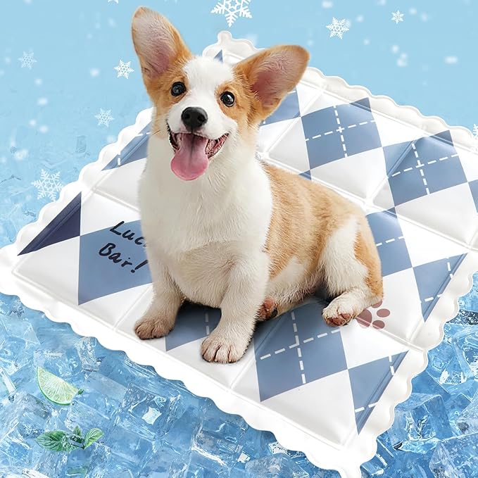 Dog Cooling Mat 13.7” x 13.7” Pet Summer Self-Cooling Pad for Dogs and Cats Non-Toxic Gel No Water or Electricity Needed Easy Washable