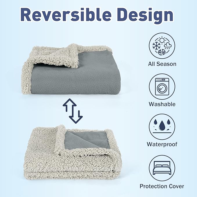 Kritter Planet Waterproof Dog Blanket, Reversible Water Proof Pet Blanket for Couch, Bed & Car, Washable Couch Covers for Medium Dogs - Protects Furniture from Fur, Dirt, and Accidents