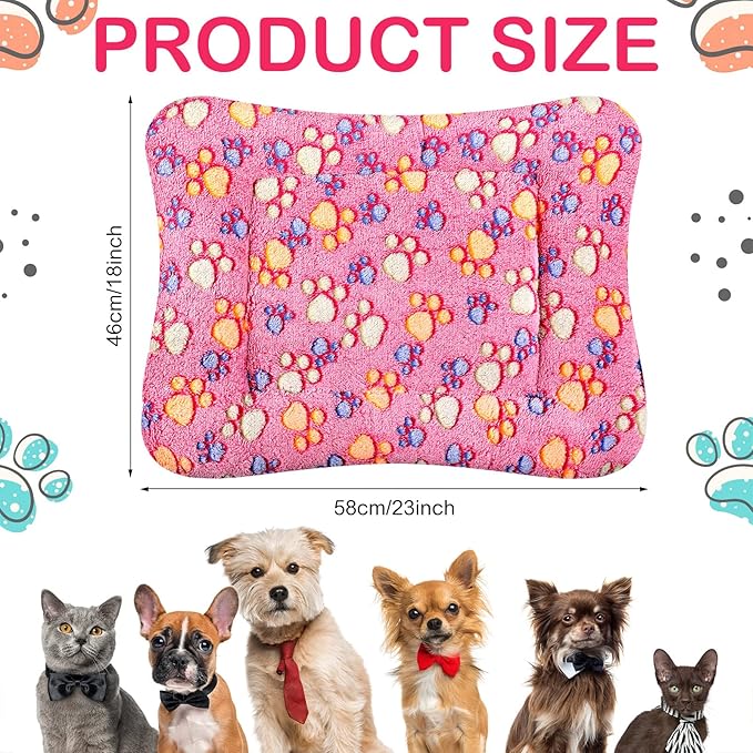 Tuanse 4 Pack Ultra Soft Dog Cat Bed Mat Small Animal Guinea Pig Bed with Cute Print Reversible Fleece Dog Crate Kennel Pad Cozy Washable Thickened Hamster Pet Beds Mat(23 x 18 Inches,Vivid Color)