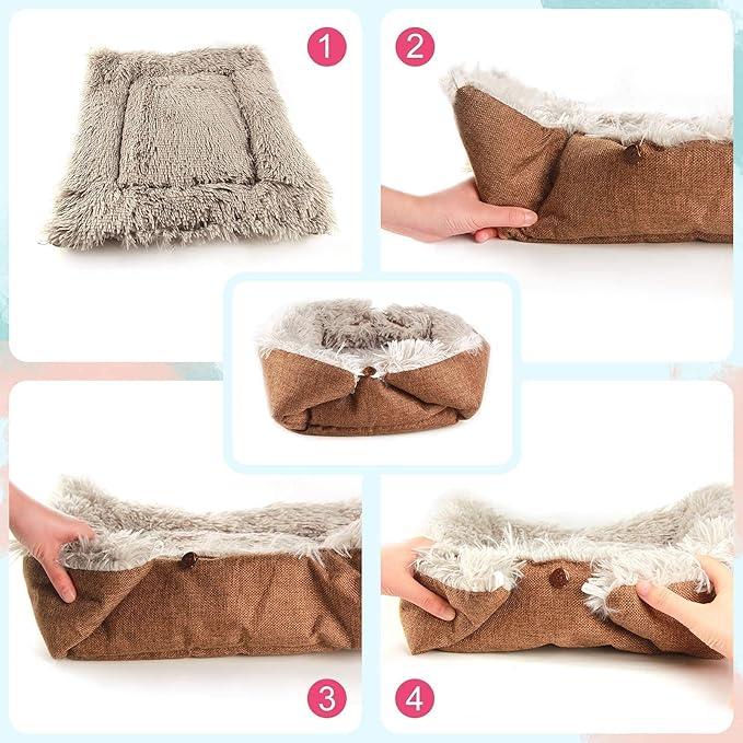 Self Warming Cat Bed, Foldable Self Heated Cat Mat Extra Warm Thermal Heating Pet Pad 24 x 20 inch for Indoor Outdoor Cats, Non-Slip Bottom Washable Non Electric Black