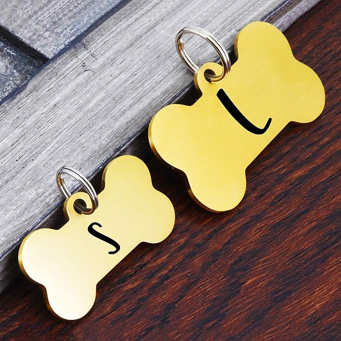 Ultra Joys Custom Personalized Dog ID Tag - Brushed Stainless Steel Bone Tag, Large