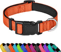 Reflective Dog Collar, Adjustable Soft Neoprene Padded Nylon Pet Collars with Buckle for Large Dogs, Orange,L