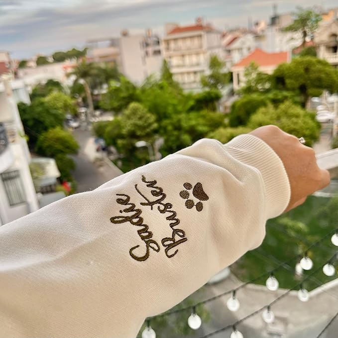 LOVELYPOD Custom Embroidered Dog Mom Sweatshirt with Dogs Names, Pet Photo Shirt, for Dog Lovers